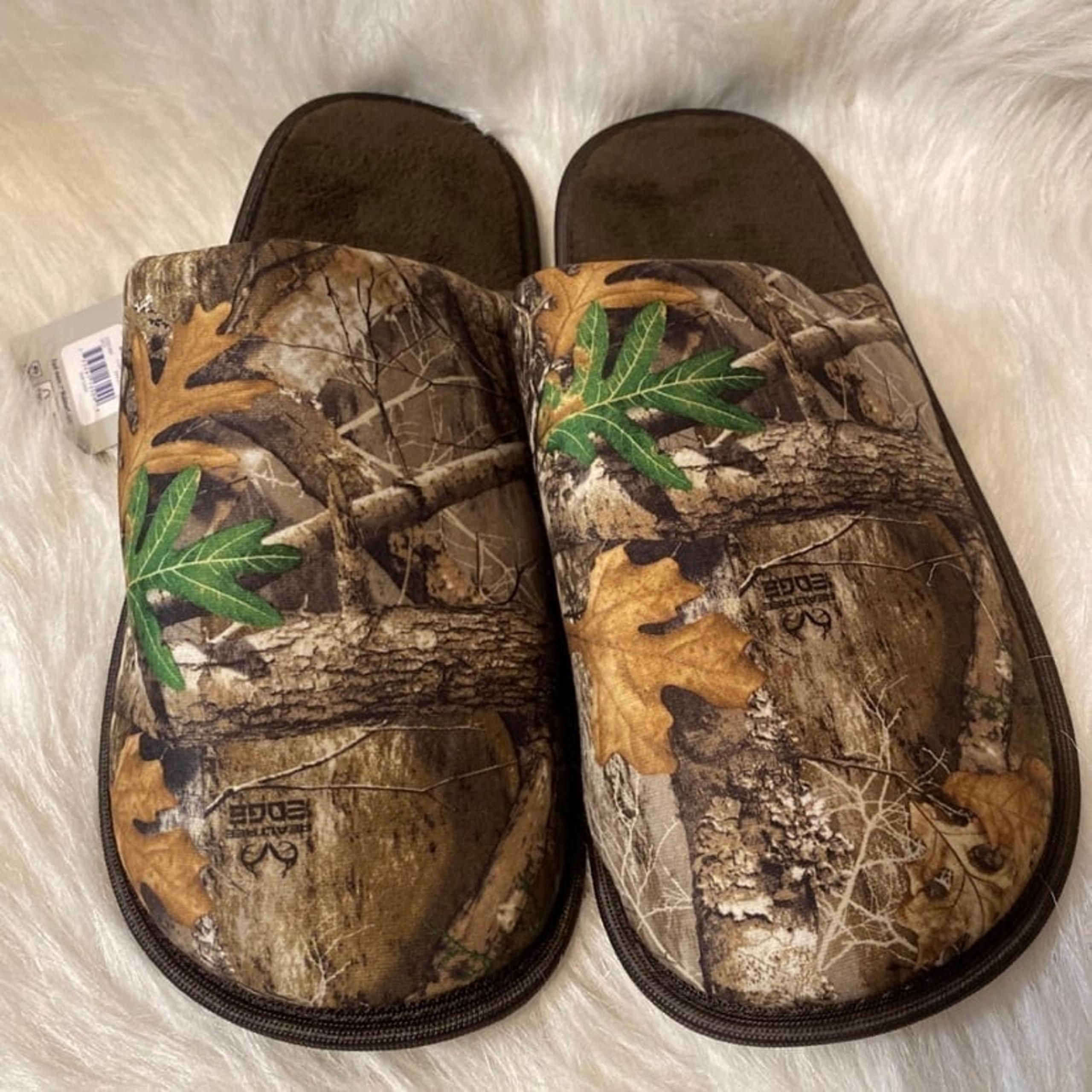 George RealTree Camo Slippers Men’s Size 11-12 Brown Camouflage Slip On Shoes