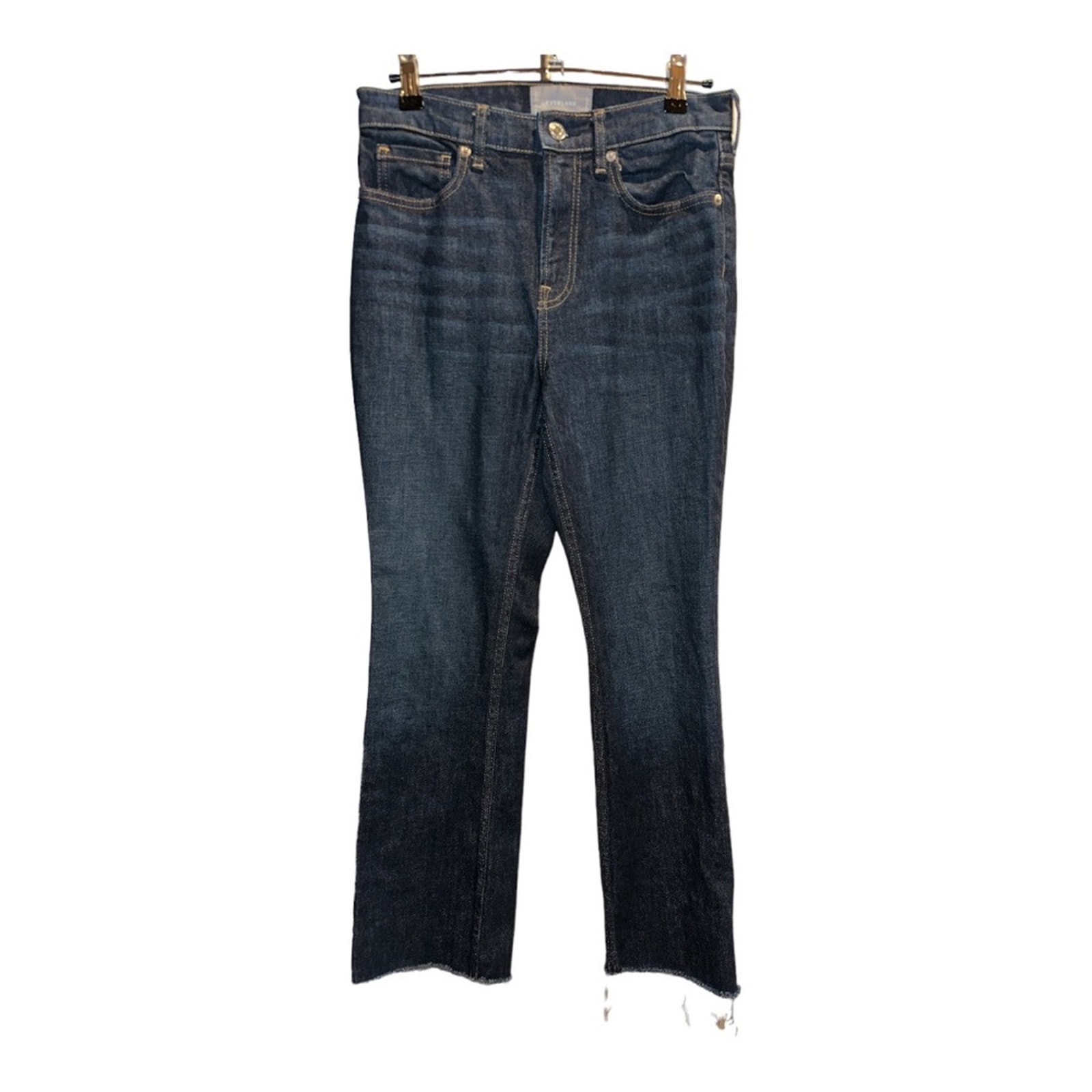 EVERLANE Dark Wash High Rise Frayed Hem Jeans Size 27 Regular