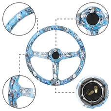 NEW JDM UNIVERSAL 350MM SKULL Style Acrylic Deep Dish 6 Holes Steering Wheel