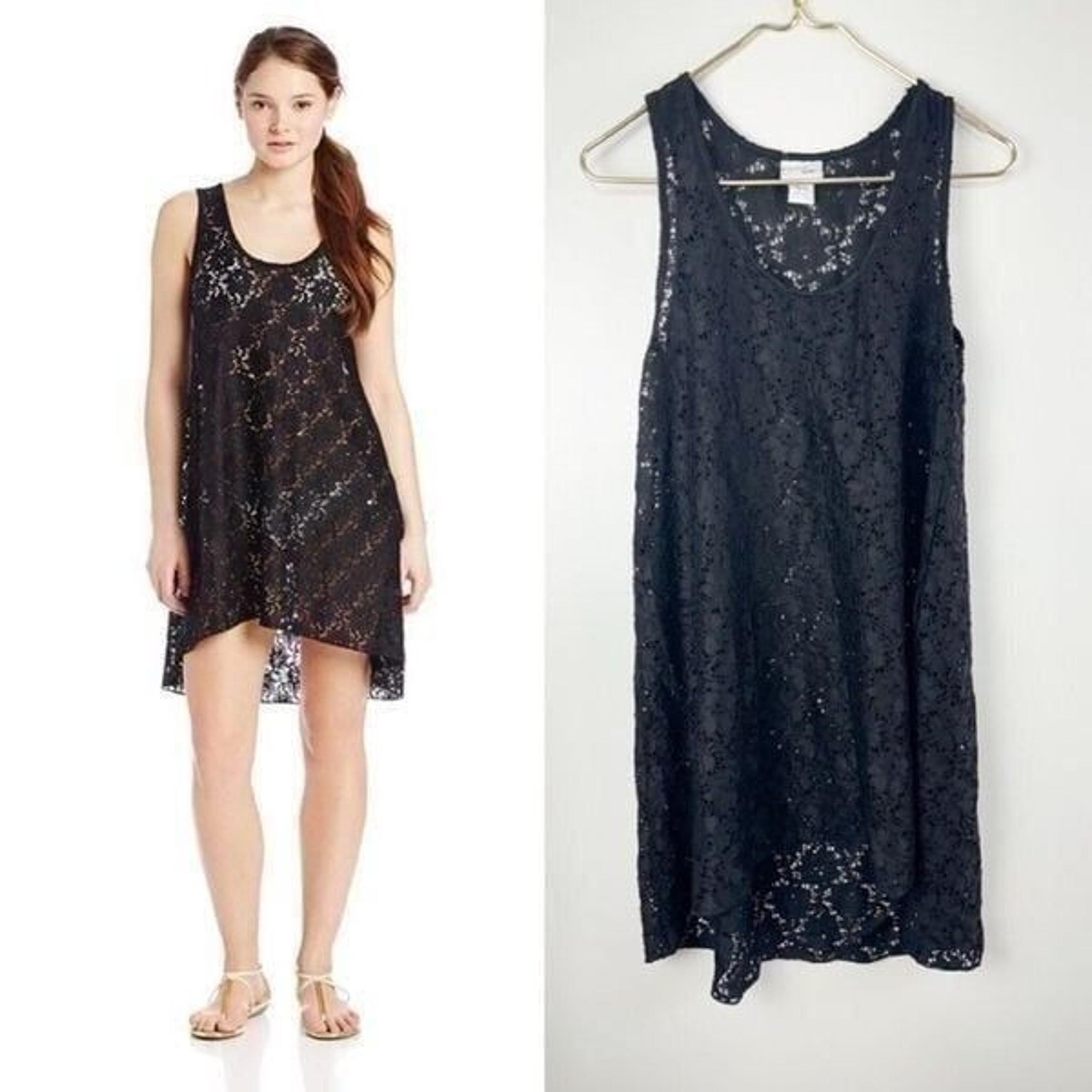 Profile by Gottex Sz M Swim Cover-Up Womens Crochet Dress Eyelet Black