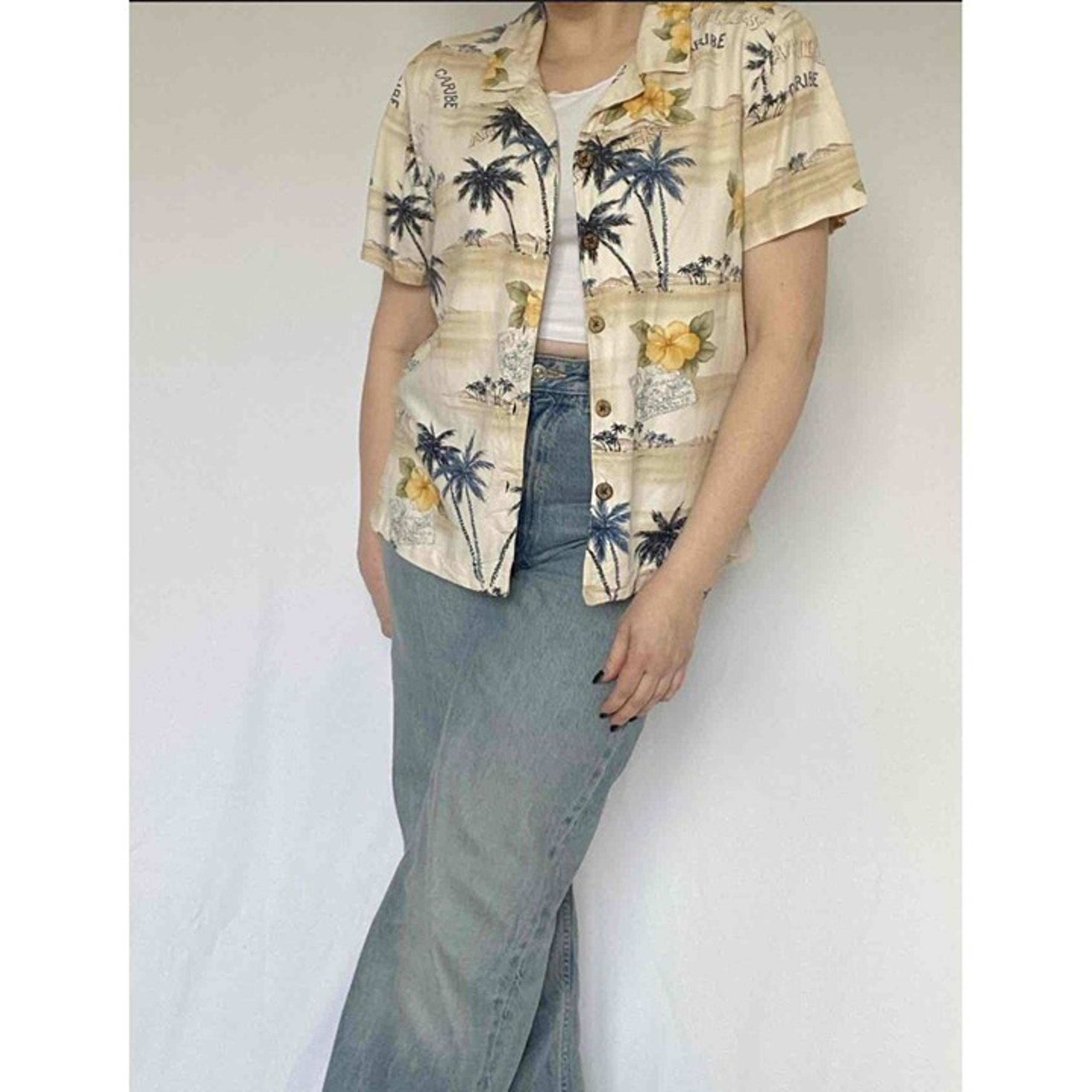 Havana Jacks Cafe 1X PalmTree Floral ButtonUp Short Sleeve Hawaiian Shirt Cruise