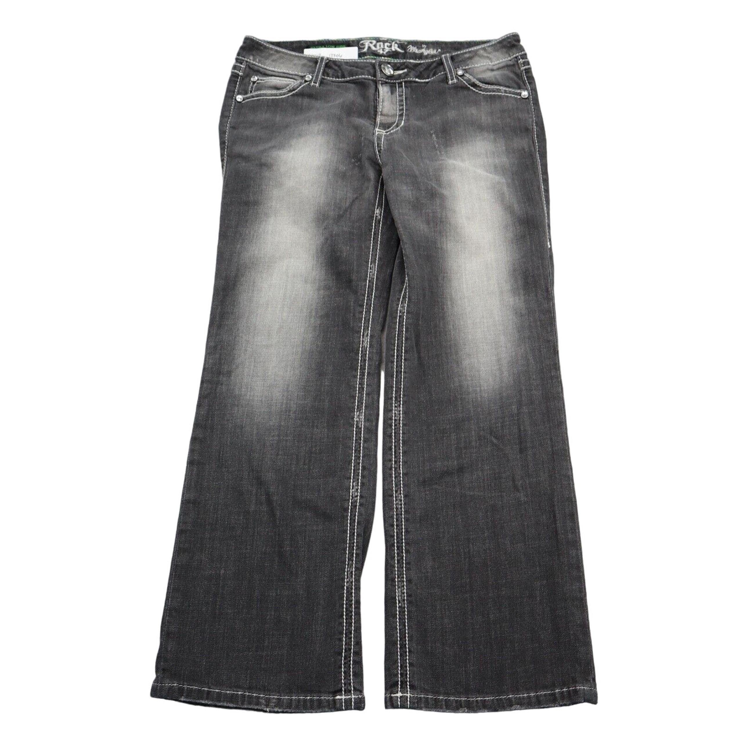 Wrangler Pants Womens 3 Gray Ultra Low Rise Straight Leg Faded Rock 47 Jeans