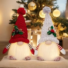 Luminous Dwarf Christmas Decorations, 4 Pack - Handmade Dwarfs, 11 inch Scandina