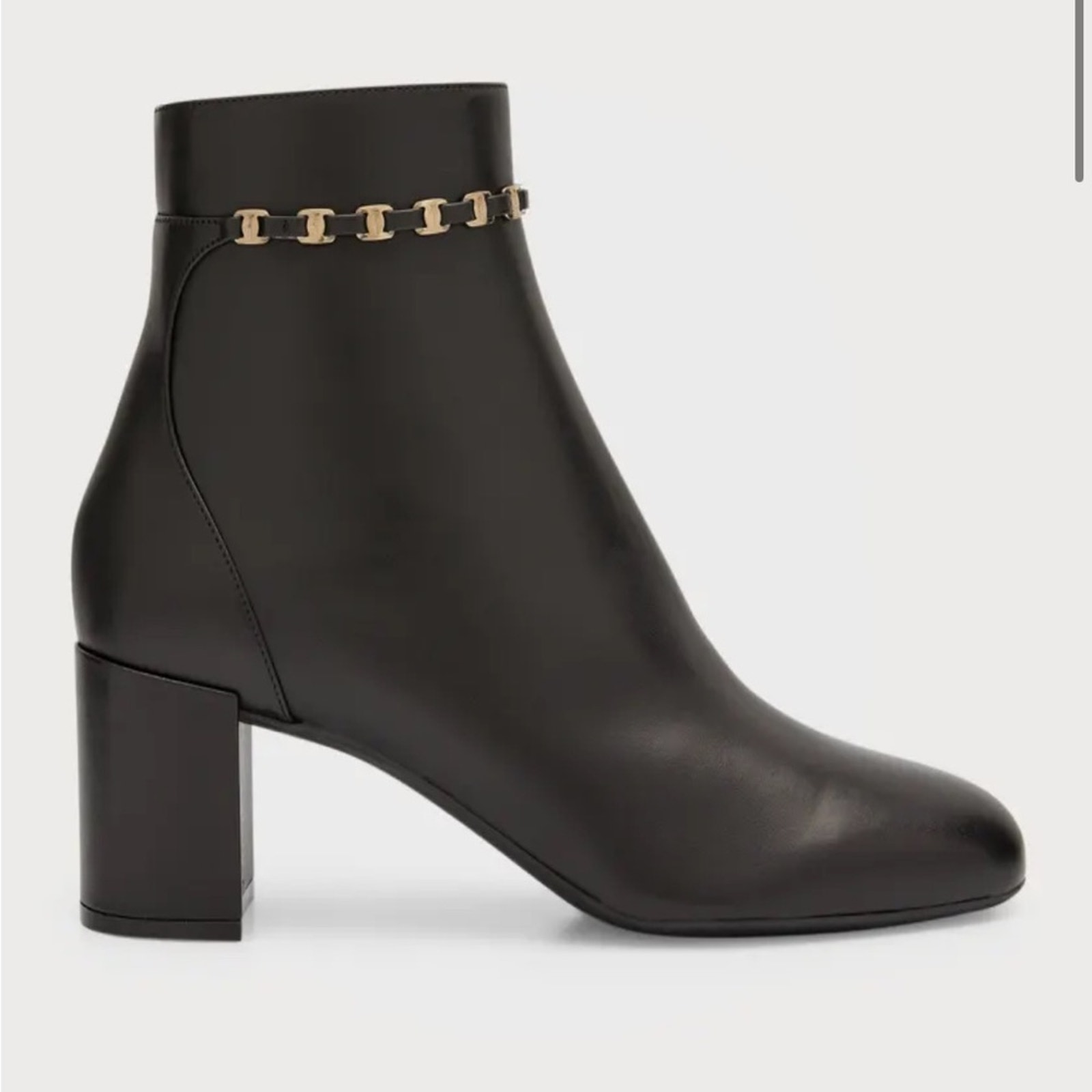 Salvatore Ferragamo Women's Black Leather Ghila Block Heel Ankle Booties sz 8C