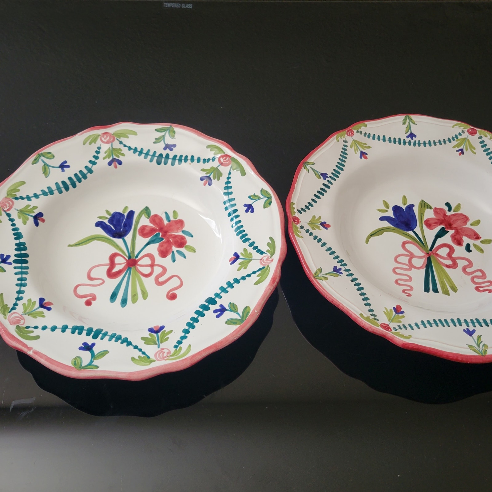 Sigma Tastesetter LeJardin Two Large Dish/Bowl Floral design Made in Italy