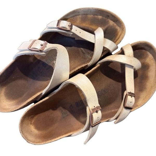 Birkenstock Womens Mayari Birko-Flor Grace Pearl White GUC Size 39 US 7/8 Boho