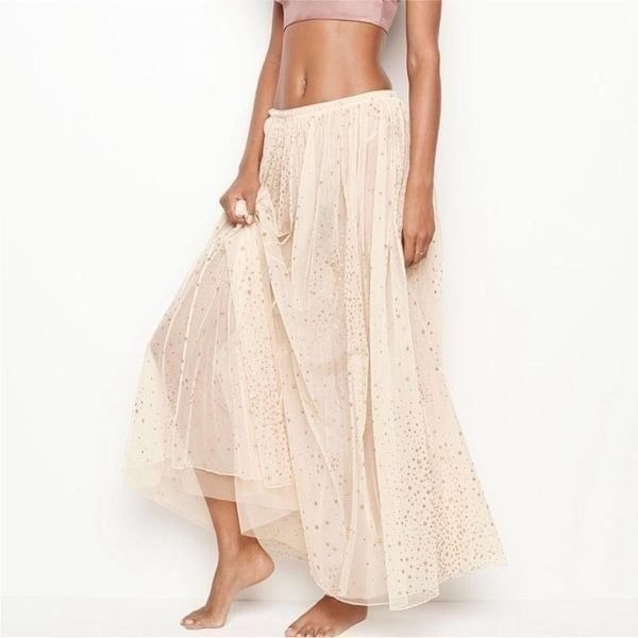 Victoria’s Secret Tulle Dream Angels Shimmer Glitter Maxi Skirt | L