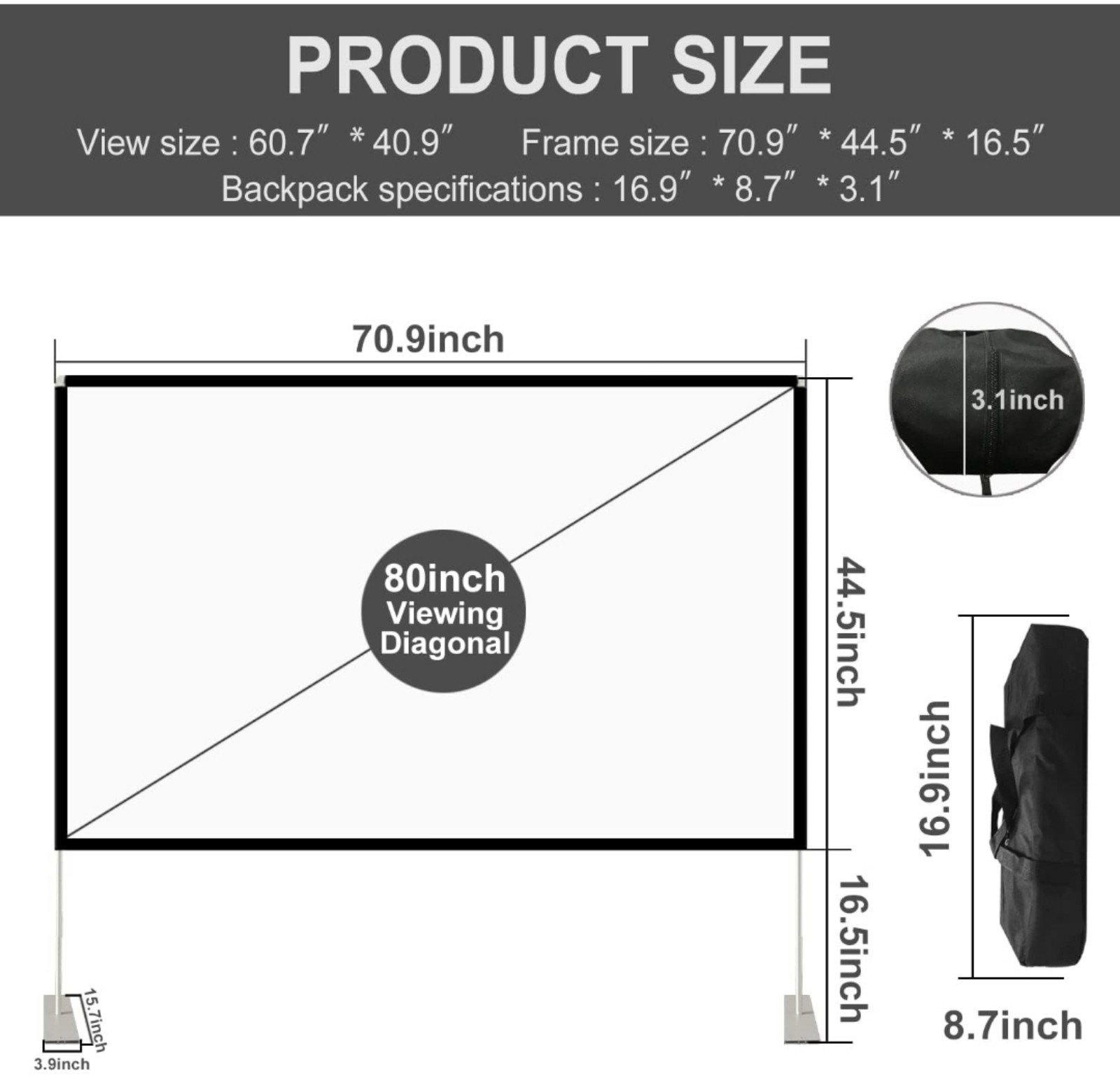 70.9 inch Portable projector screen
