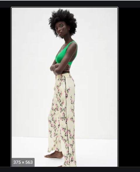 NWT ZARA PRINTED FLOWY PANTS W/ PIPING M
