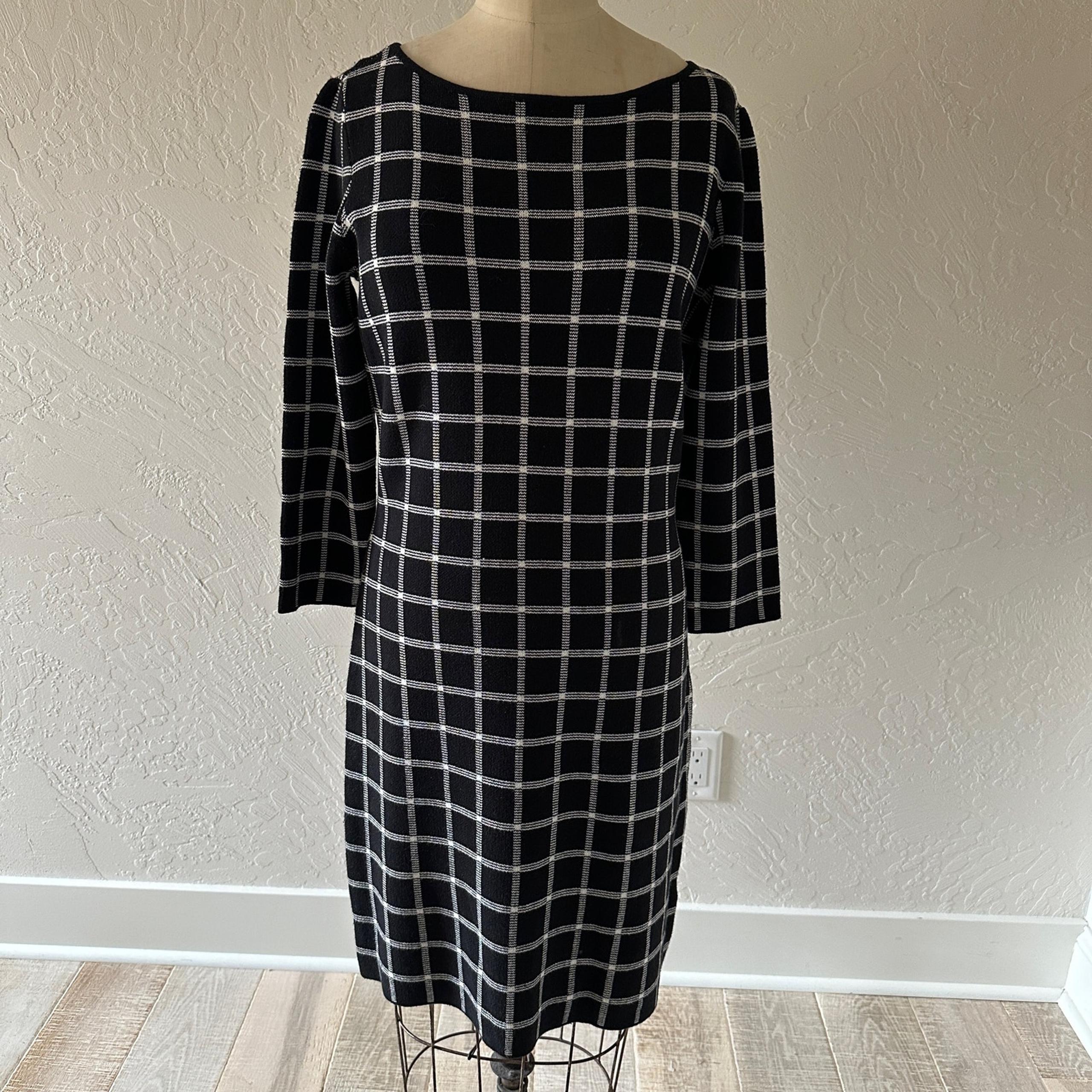 LAUREN Ralph Lauren Womens Windowpane Sweater Dress $124 NEW Size Petite Large