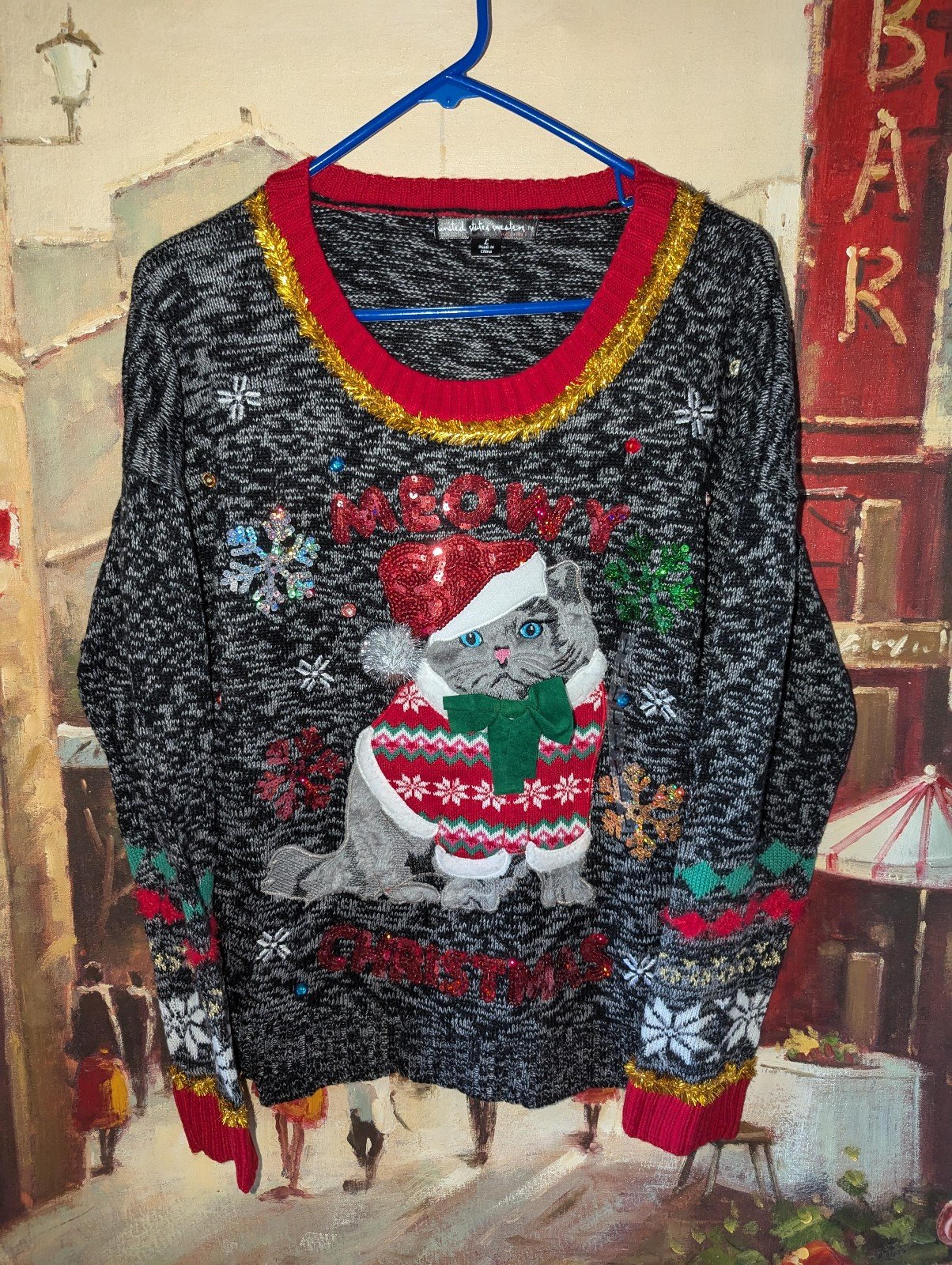 Ugly Cat Christmas sweater