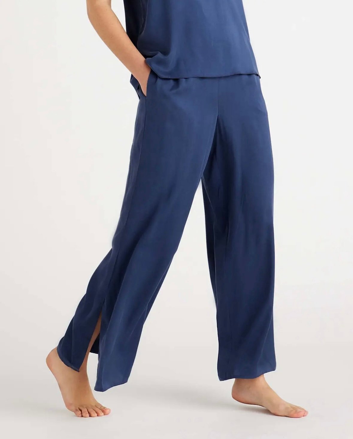 Quince 100% Washable Silk Pajama Pants in Indigo