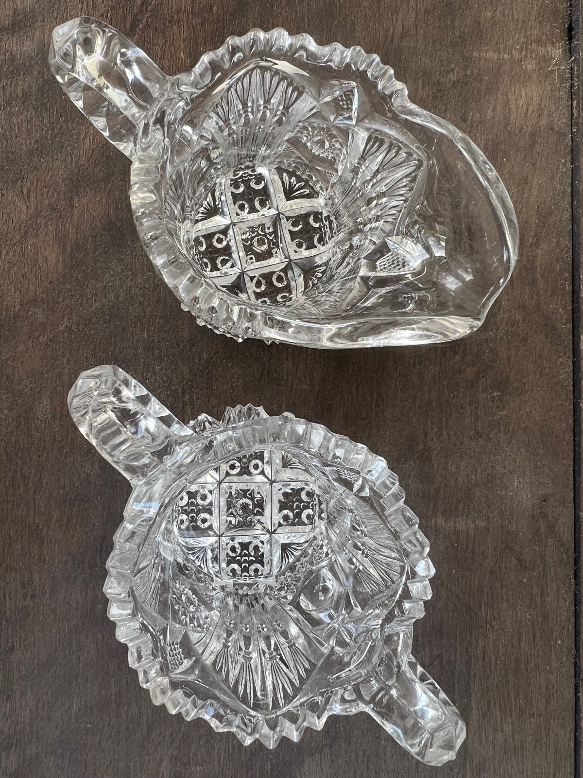 Antique Clear Uncut Glass Sugar & Creamer, Beautiful!!