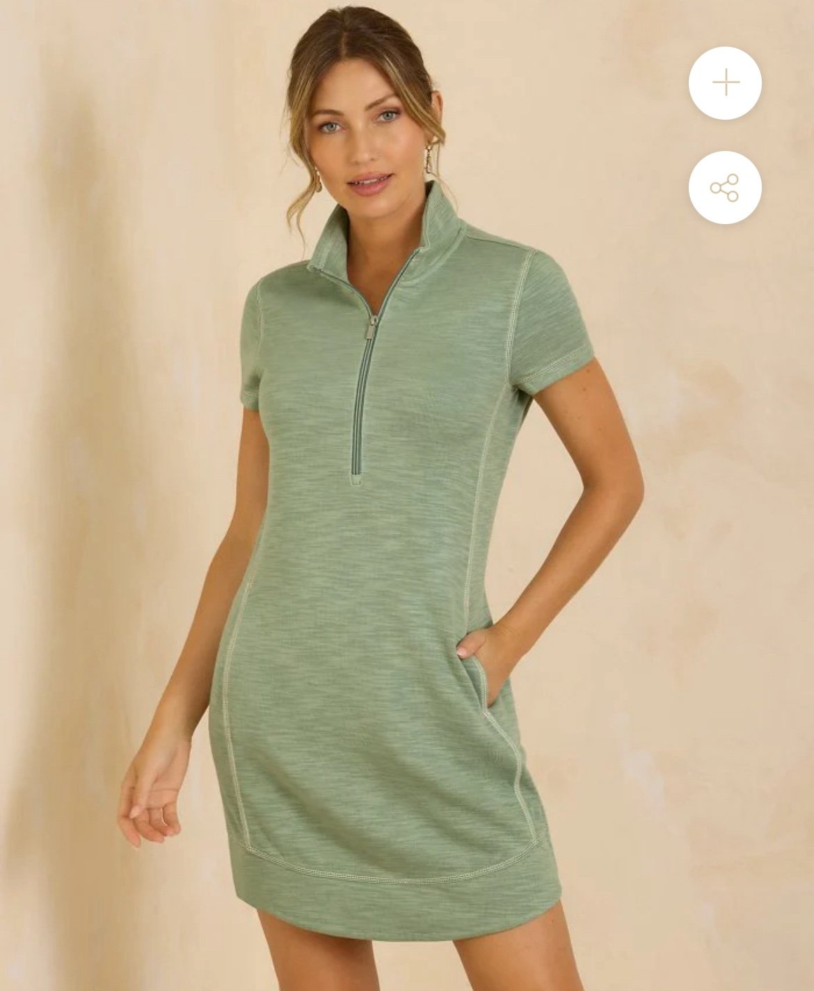 TOMMY BAHAMA TOBAGO BAY HALF-ZIP SHORT-SLEEVE DRESS