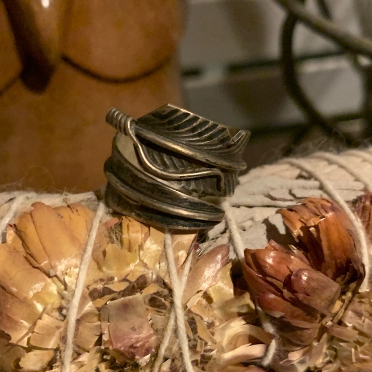 Sterling silver feather ring- adjustable