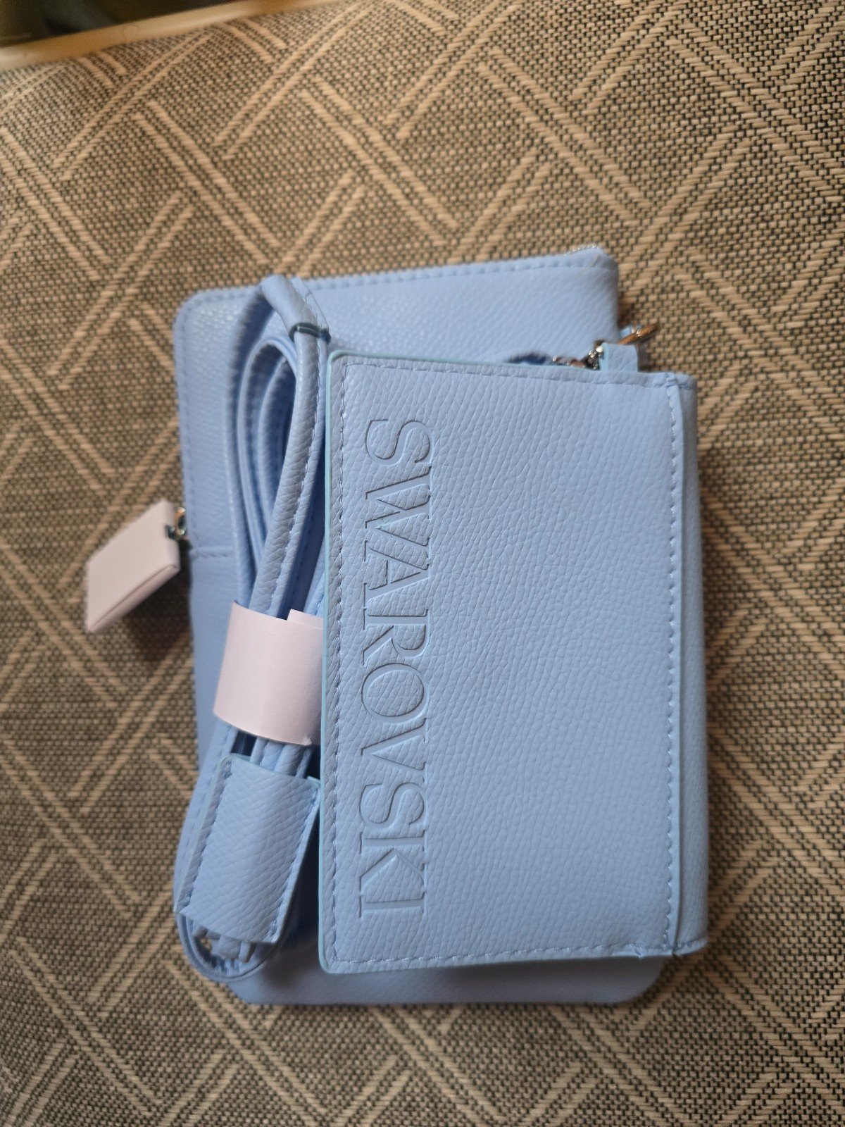 SWAROVSKI BLUE TRAVEL POUCH CROSSBODY SET NEW