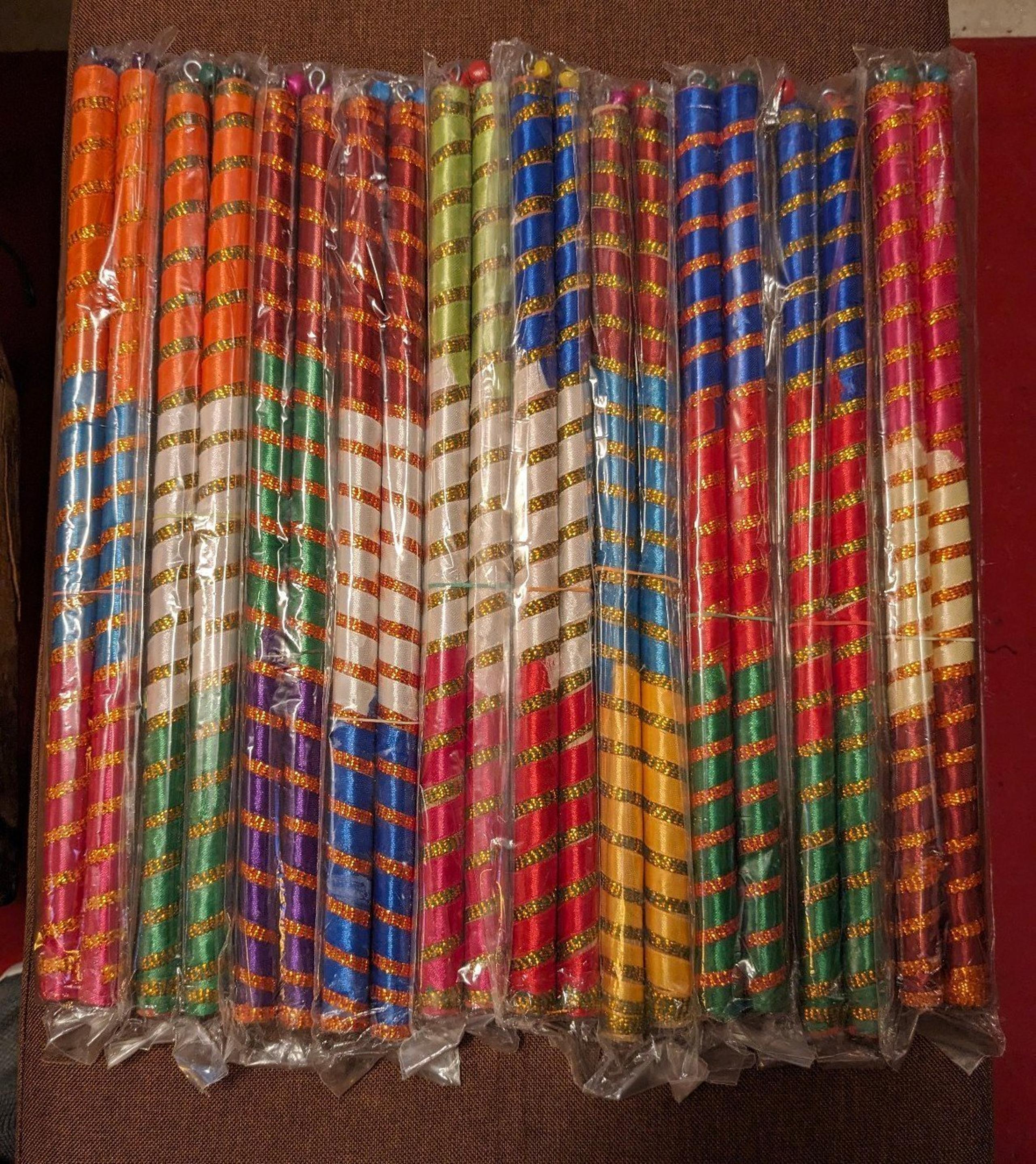 New Satvik Multicolor Wooden Decorated Dandiya Stick For Navratri Garba 10 Pair