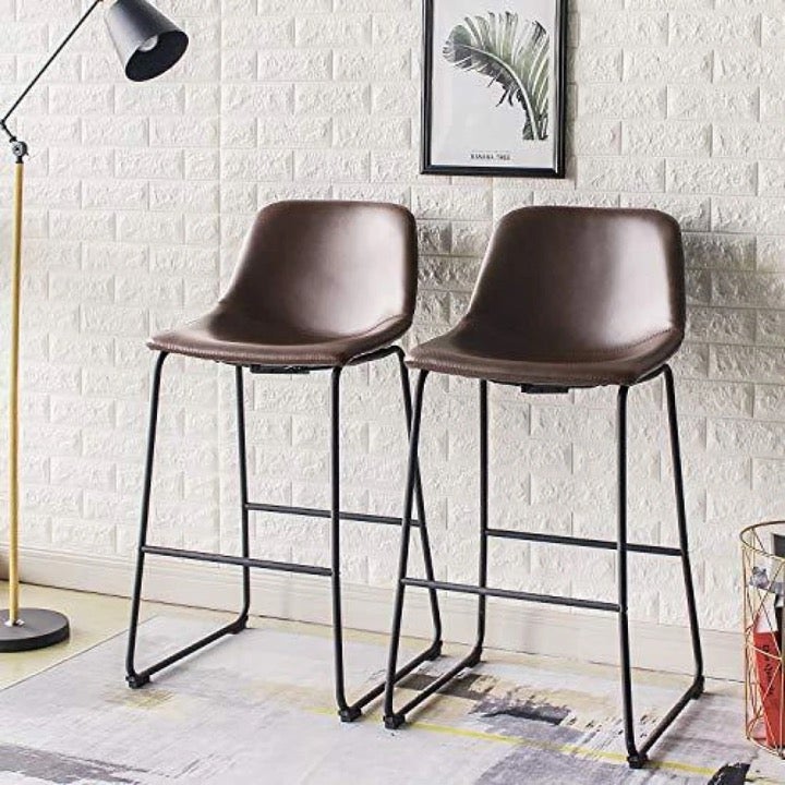 30 Inch Bar Stools Set of 2 Vintage Pub Kitchen Dining Chairs Grey
