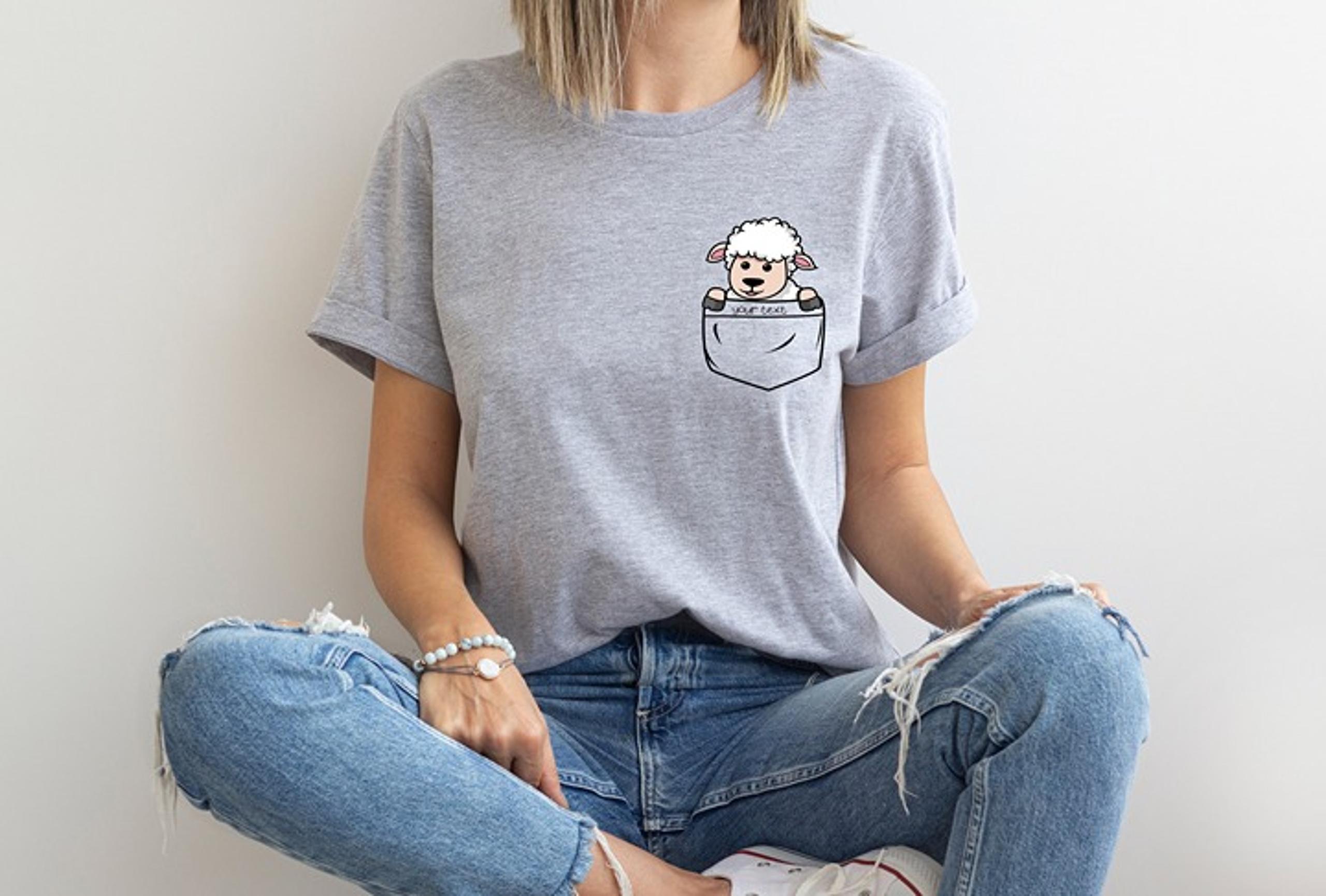 Sheep Shirt, Custom Sheep, Cute Sheep Tee, Personalized Sheep Pocket Shirt, Litt