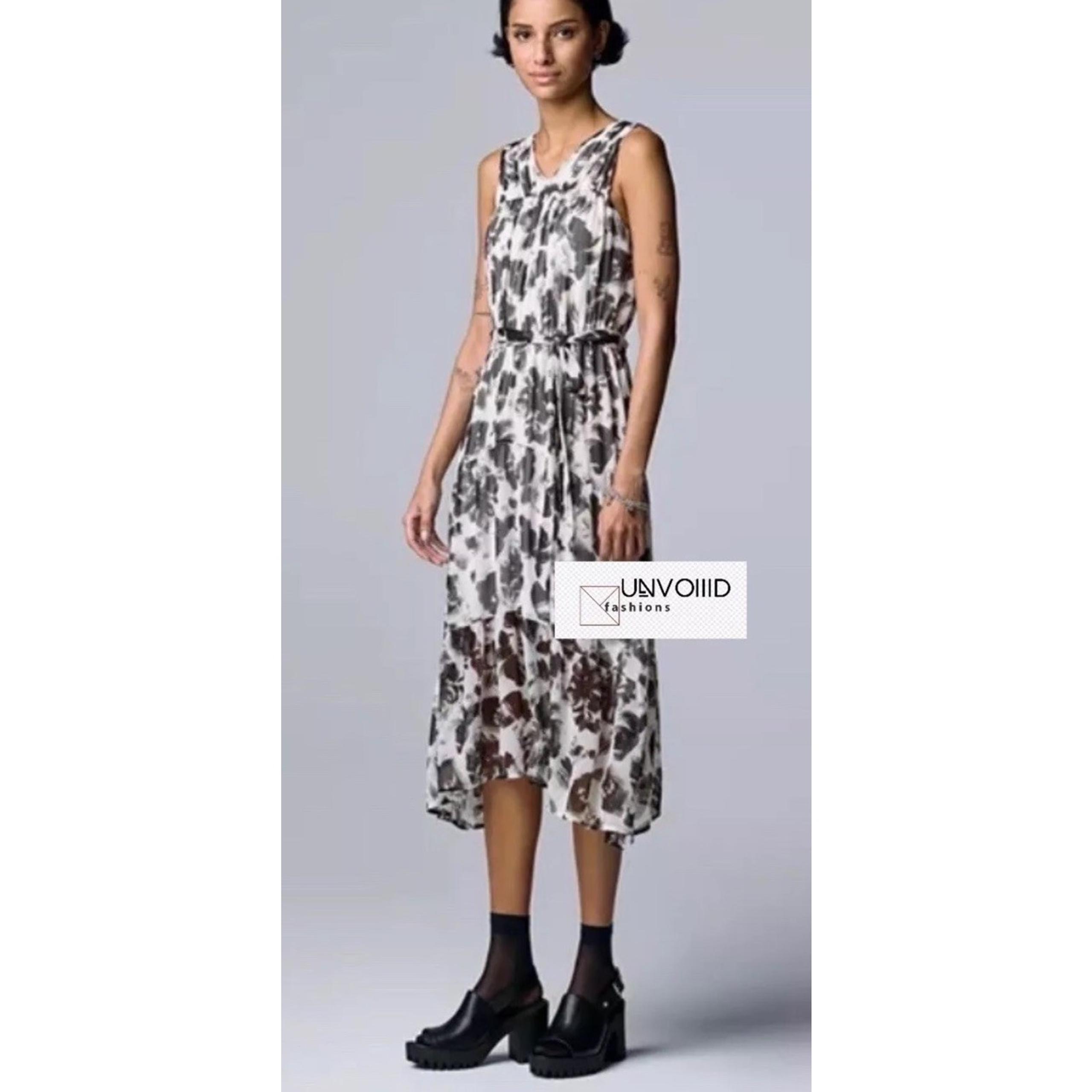 VERA WANG | Simply Vera Ruched Halter Dress L White Floral