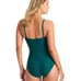 ELLEN TRACY High Keyhole Neck One Piece Swimsuit Emerald Green Ruched Size 10