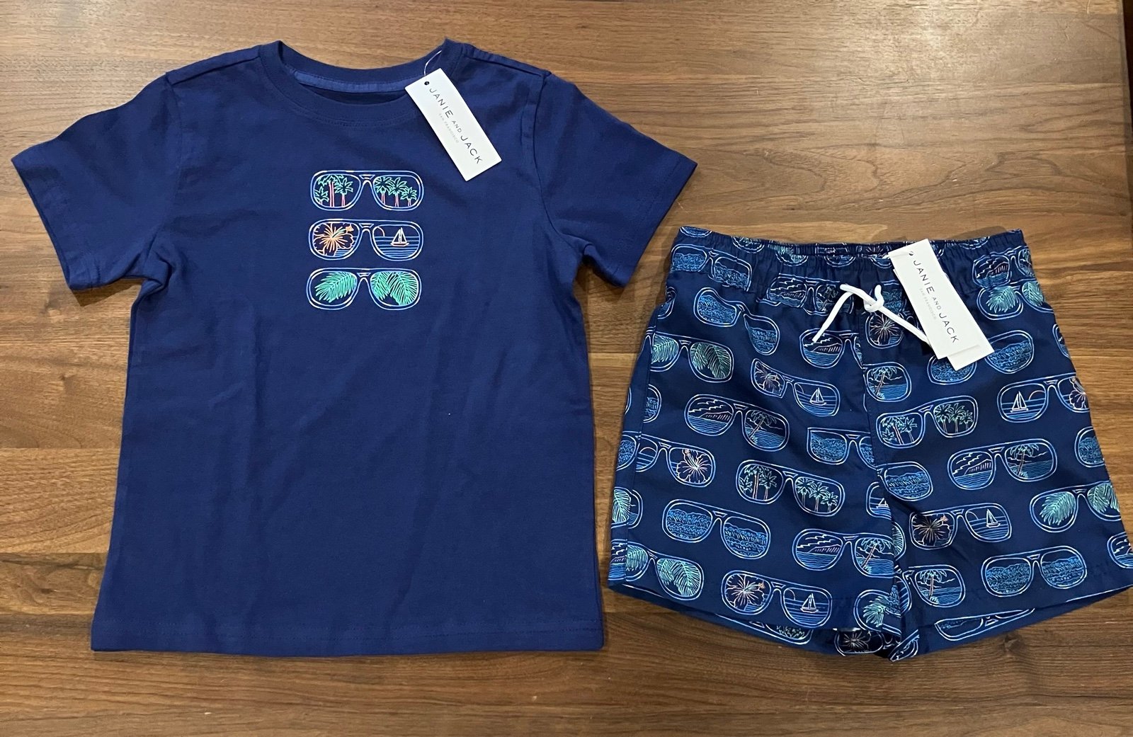 NWT- Retired Style Sunglasses T-shirt and Matching Swim Trunks by Janie and Jack