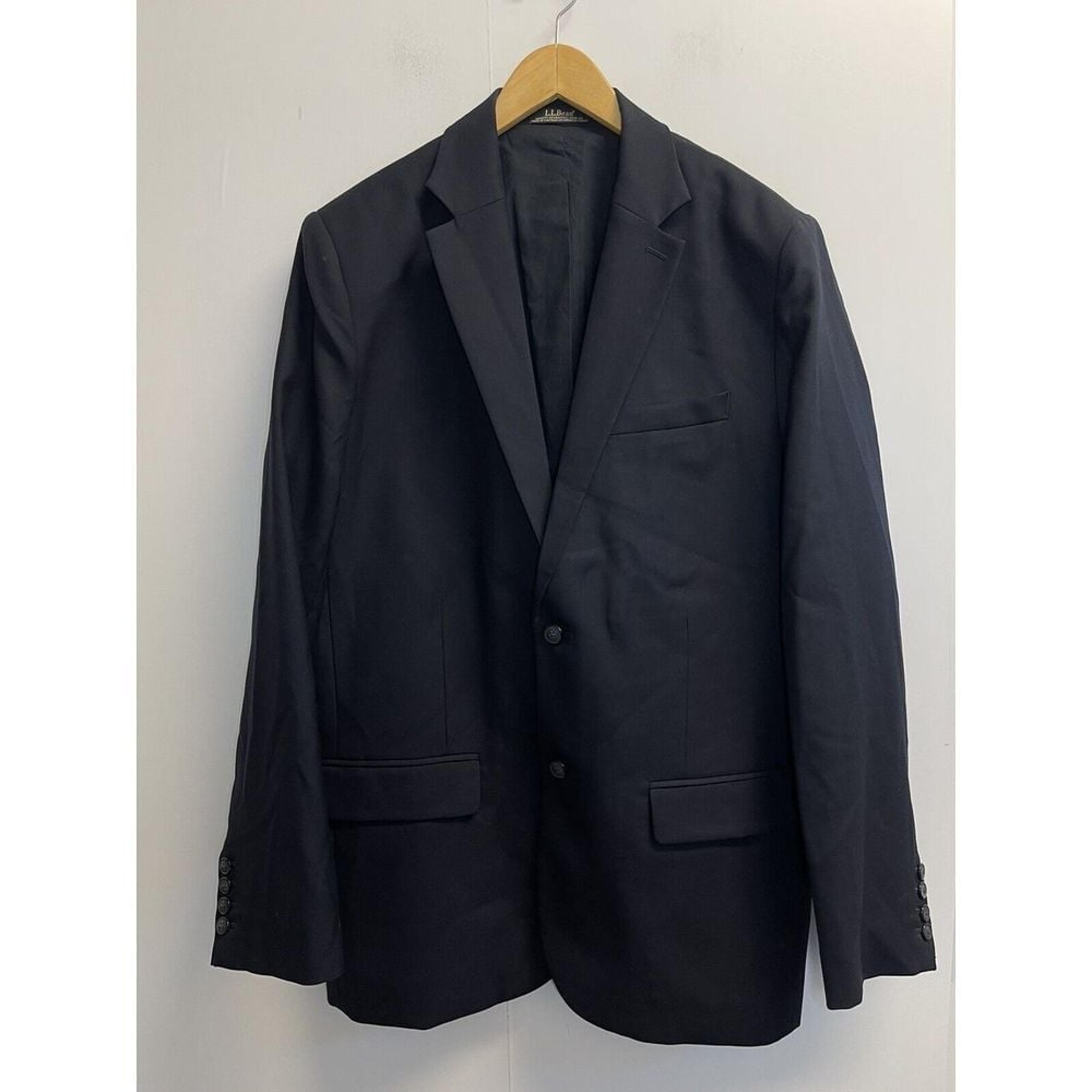 LL Bean Men's Vintage Navy Blue 2 Button Front Wool Sport Coat Blazer Size 42T