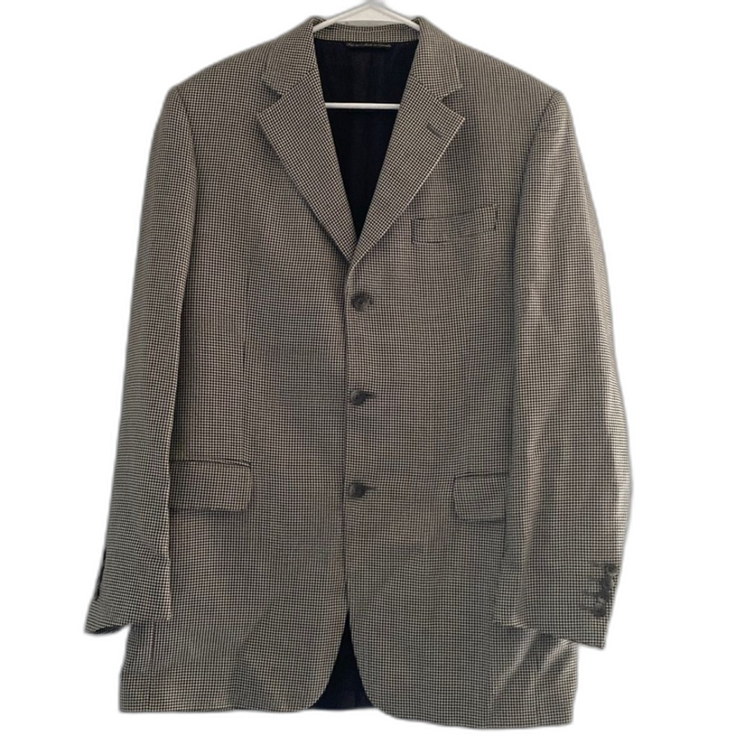 Vintage At-Ease Jack Victor Collection Blazer Pure Cashmere Houndstooth Size 40L