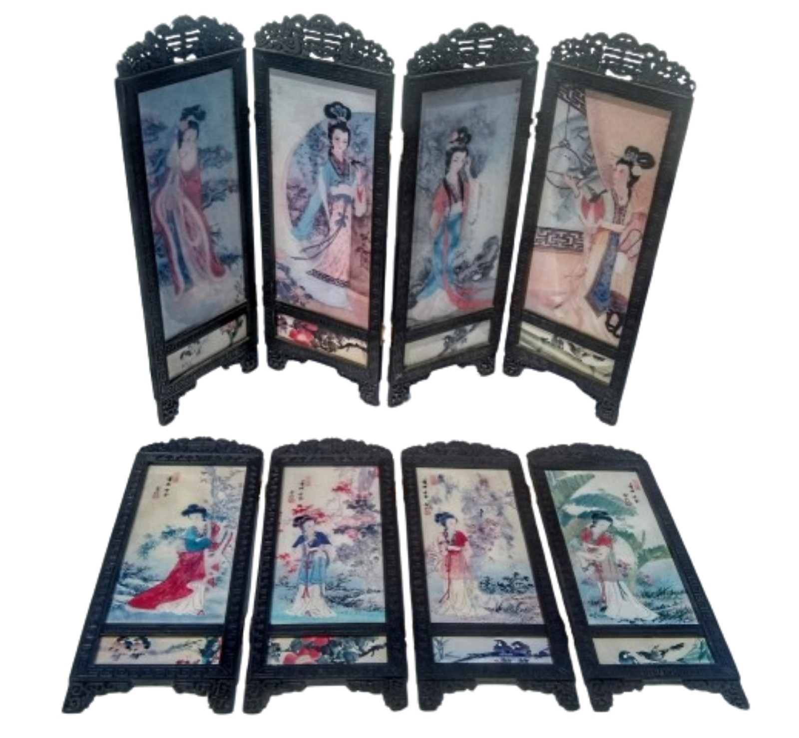 Vintage Pair (2) Folding Japanese Table Screens