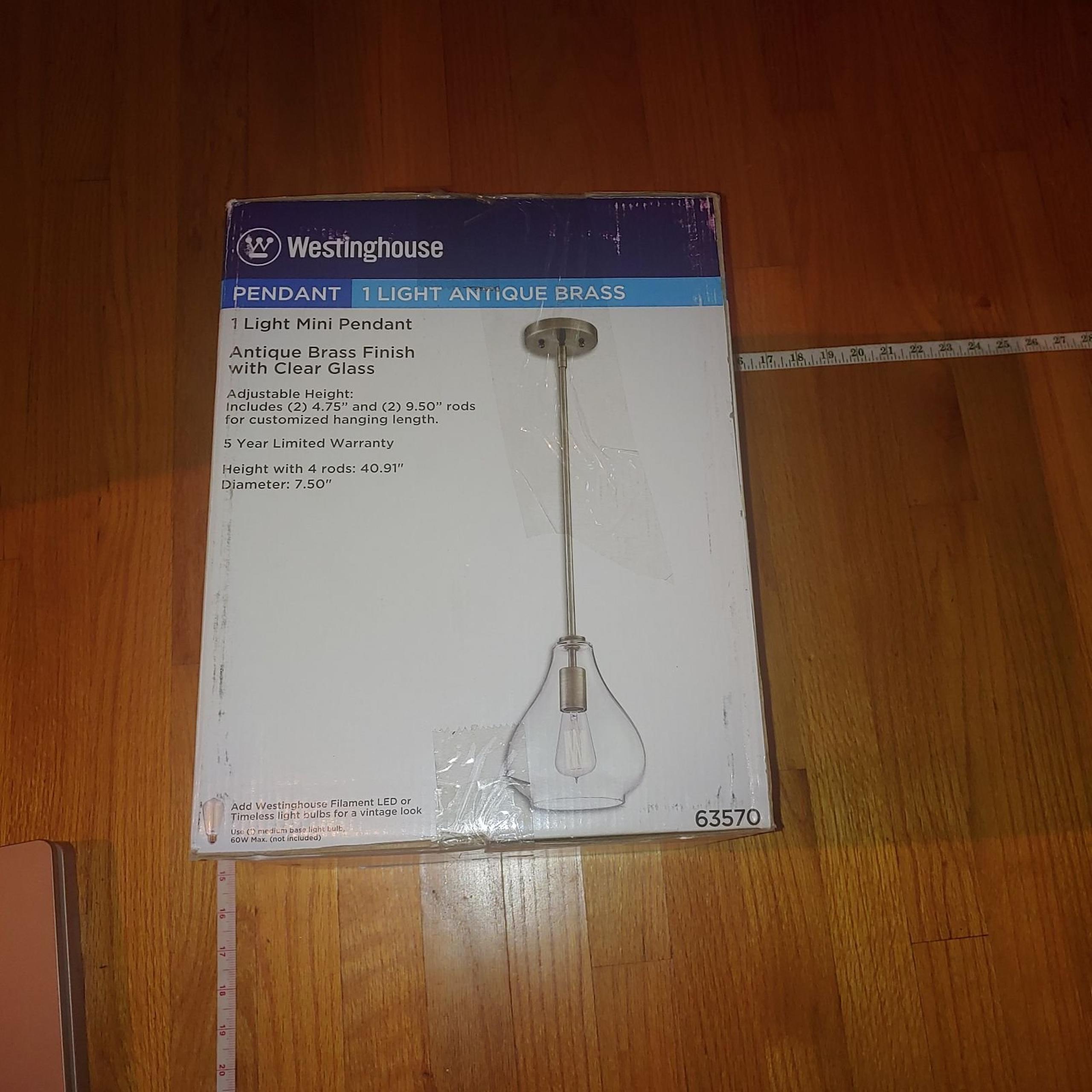 Westinghouse pendant 1 light Antique Brass 63570