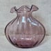 Vintage Light Purple Glass Vase Ribbed Ruffled Rim 6 1/2 Inches Shabby Cottage