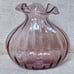 Vintage Light Purple Glass Vase Ribbed Ruffled Rim 6 1/2 Inches Shabby Cottage