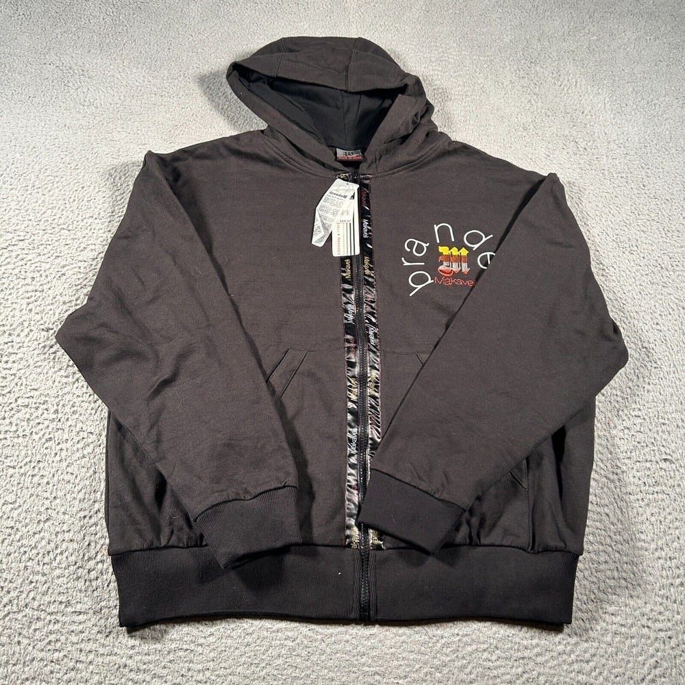 Makaveli Fleece Jacket Men's 2XL Black Full-Zip Hooded Slash Pockets Gorpcore