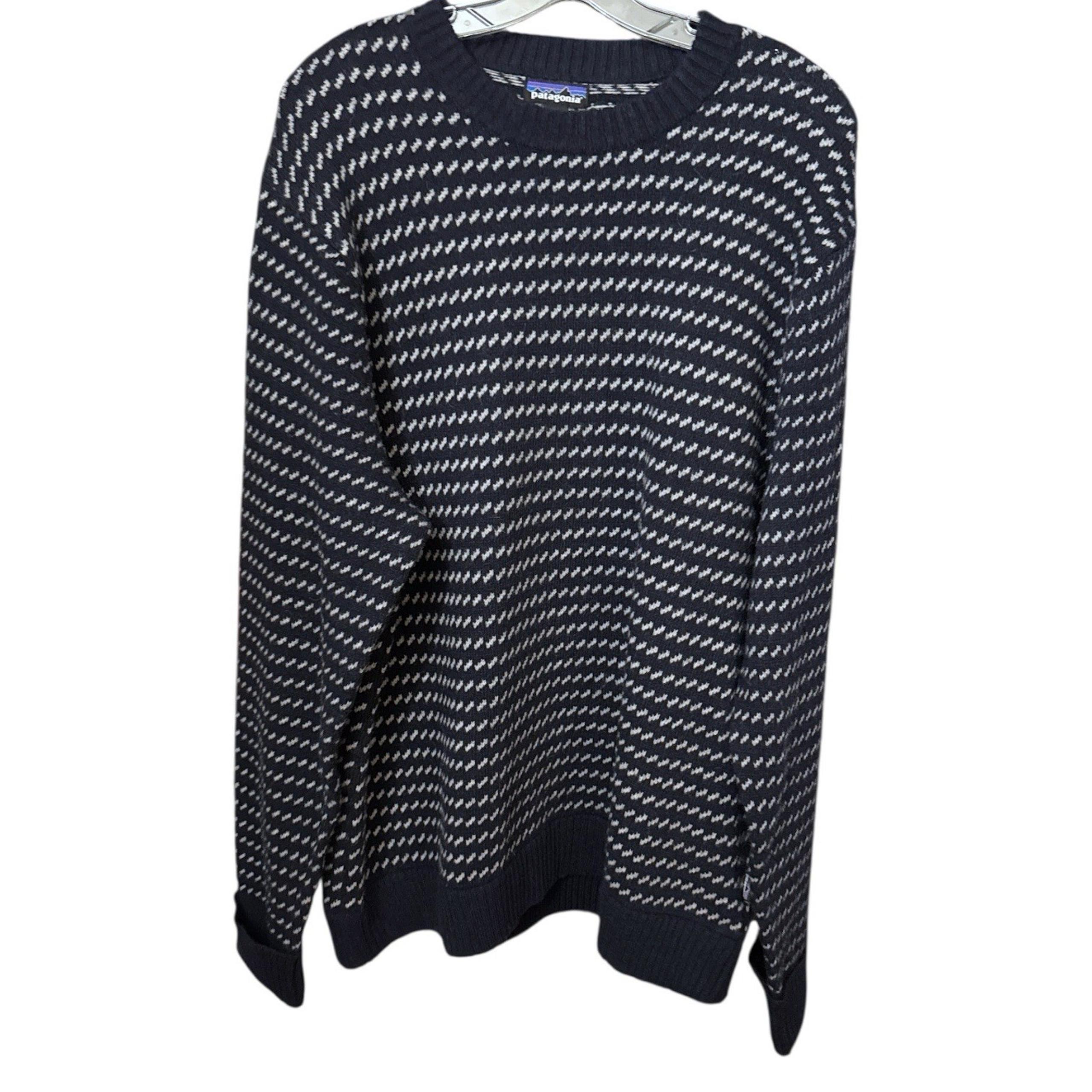 Patagonia Recycled Wool Blend Crewneck Sweater Mens XL Classic Navy Blue Nordic