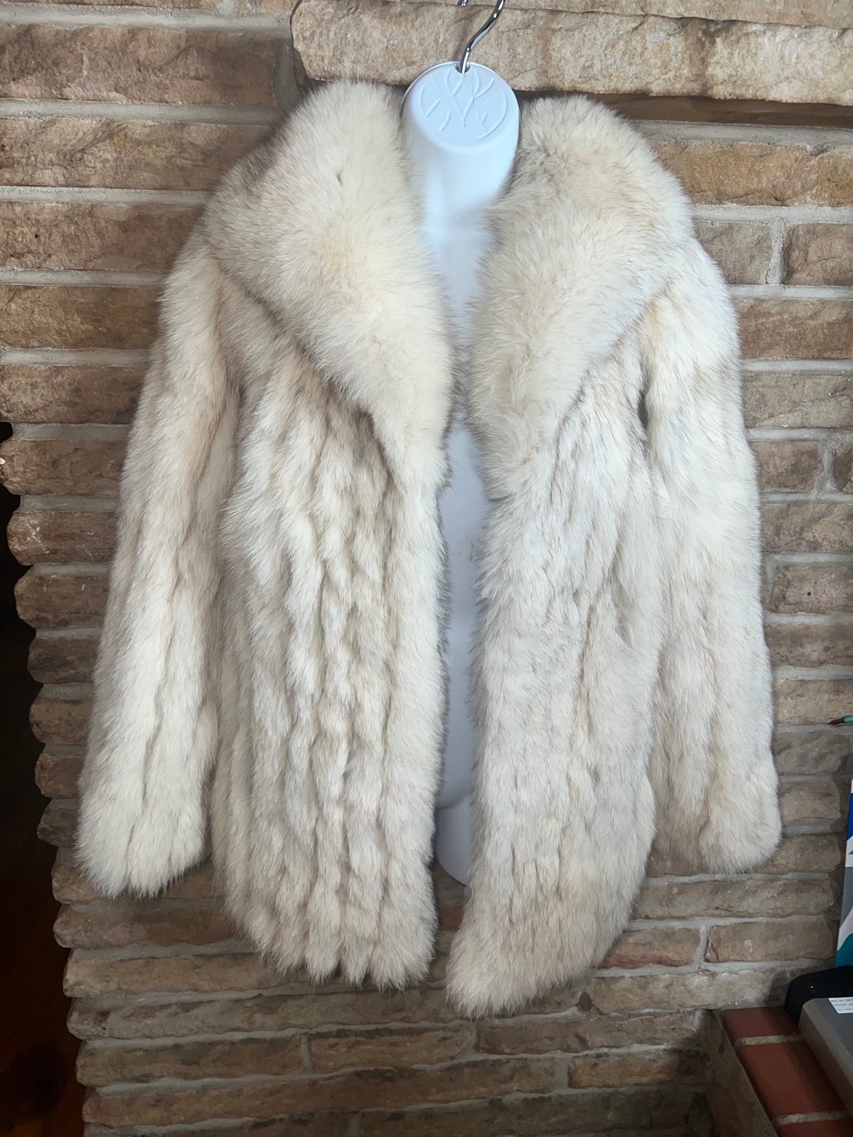 blue fox fur vintage women’s jacket coat stroller size medium 8