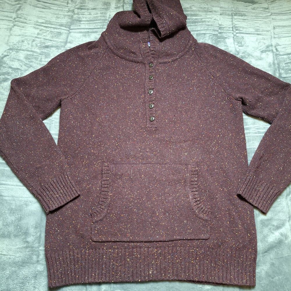 PATAGONIA Off Country Hoodie Sweater Sz S Dark Ruby Marled Kangaroo Pocket Cozy