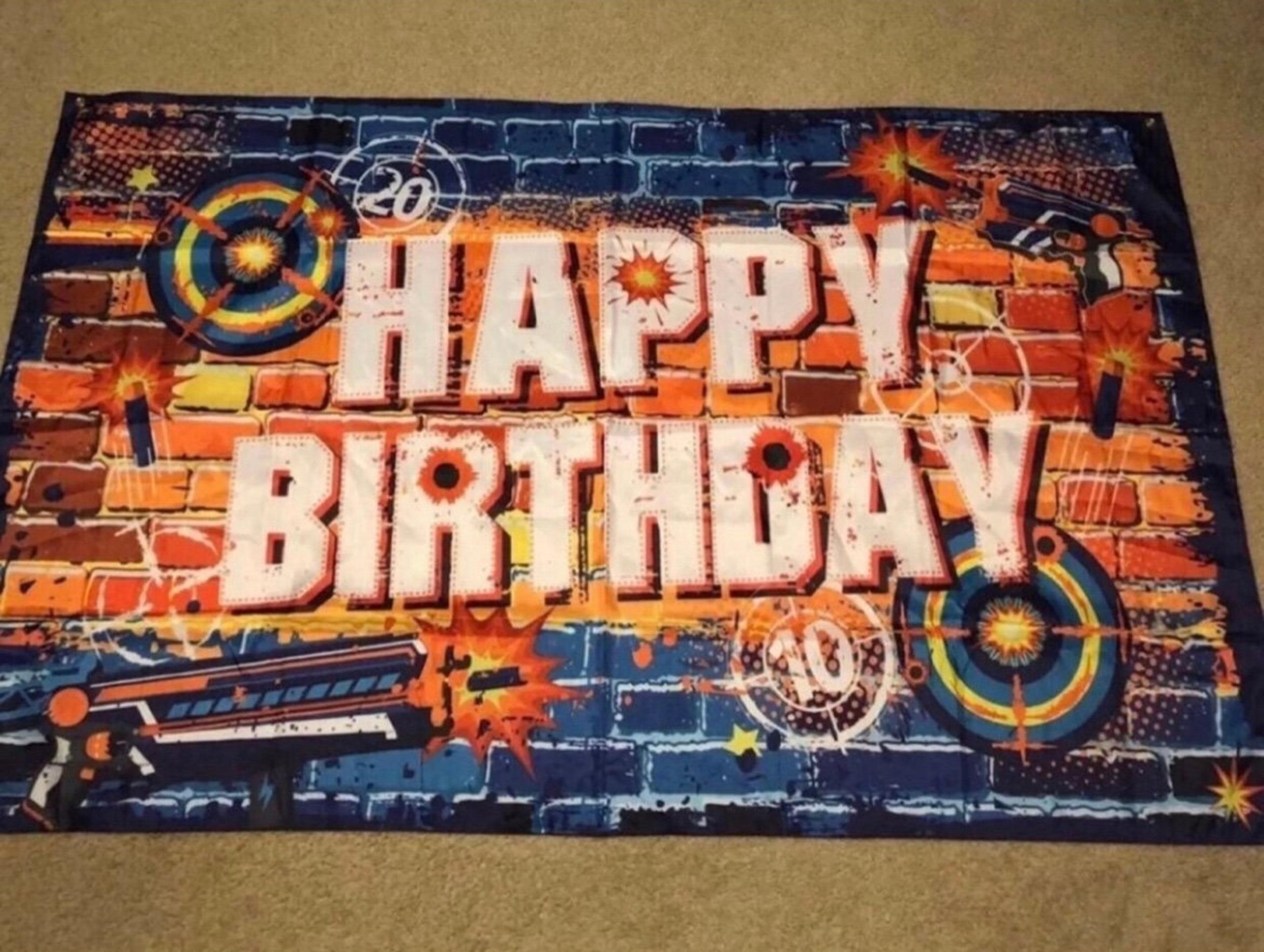 Happy Birthday Nerf Gun wall hanging Tapestry