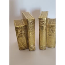 Pair of Gold Leaf Faux Book Bookends 6.5 Vintage