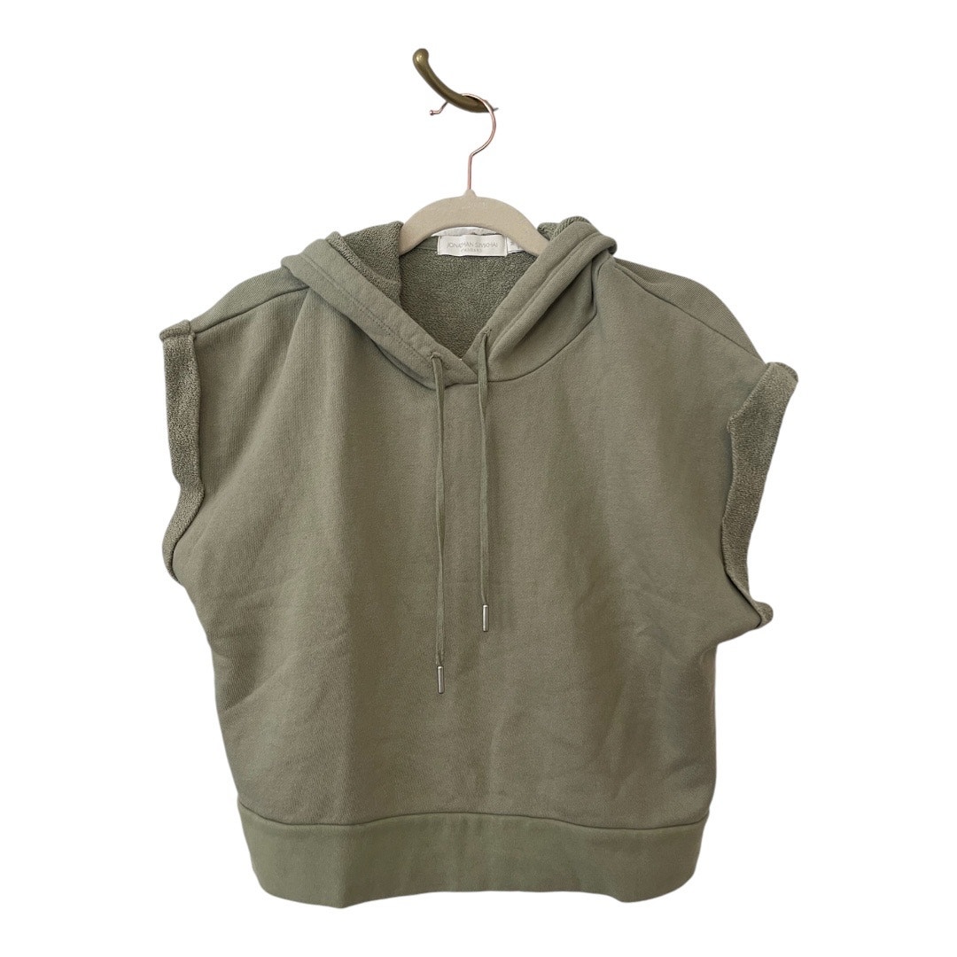 Jonathan Simkhai Standard Organic Cotton Cropped Hoodie Cap-Sleeve Green Size M