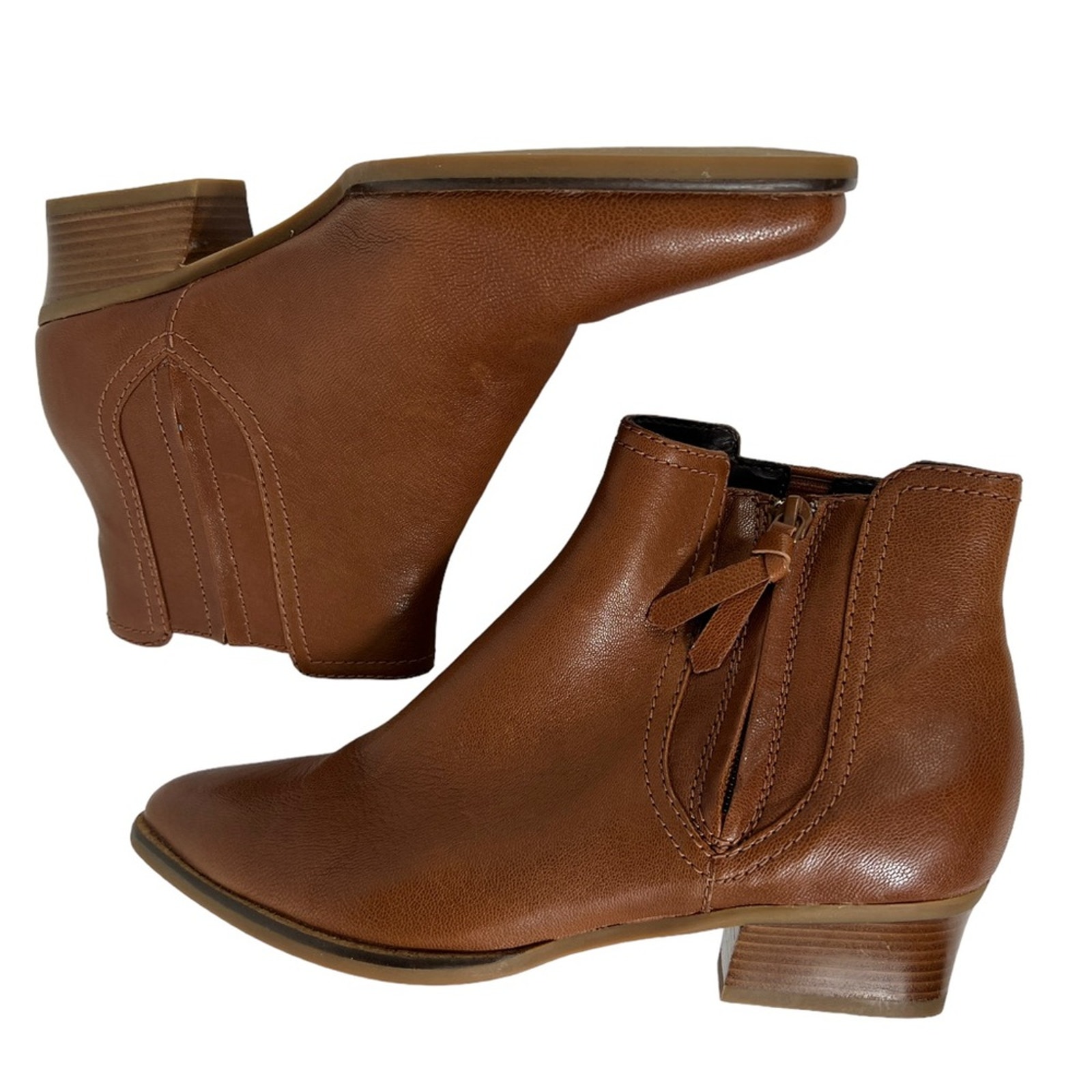 NWOB Cole Haan Hadlyn Grand OS Caramel Tan Leather Zip Ankle Boot Size 8.5