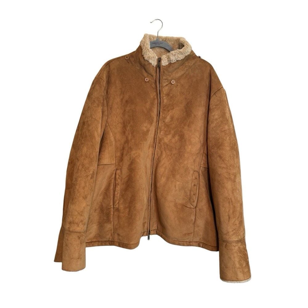 Columbia Women's Plus Size 3XLT Overcoat Jacket Brown Suede Faux Fur Lined