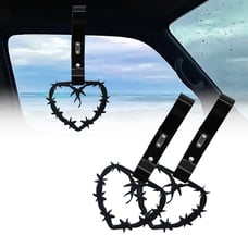 NEW 2PCS BARBED WIRE BLACK JDM TSURIKAWA RING BLACK Handle Strap Drift Charm