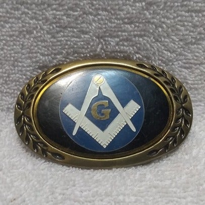 Masonic Free Mason Heritage Solid Brass Gold Leaves USA Buckle Great Vintage