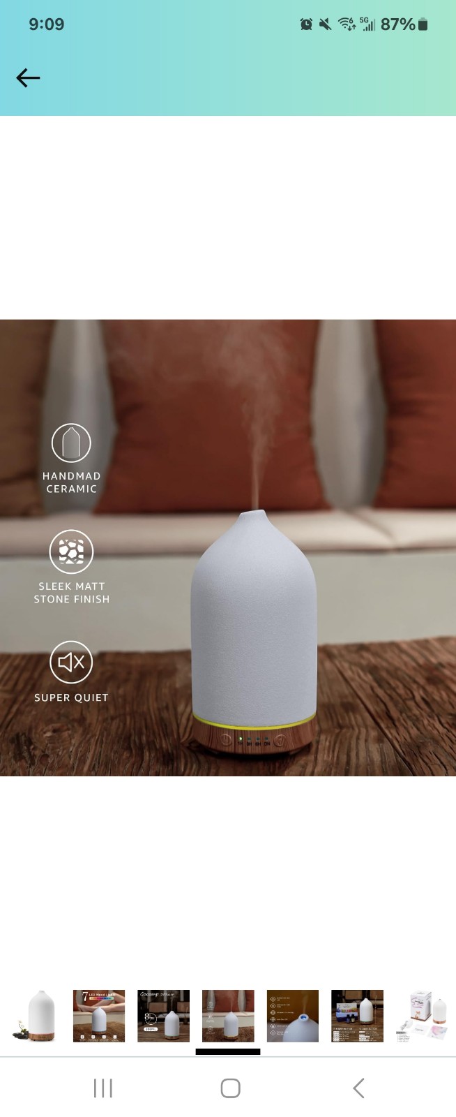 200ML Ceramic Diffuser,Aromatherapy Diffuser,Essential Oil Diffuser with 7 Color