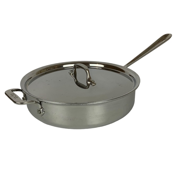 All-Clad 4 Qt Shiny Stainless Steel Saute Pan with Lid Made in USA