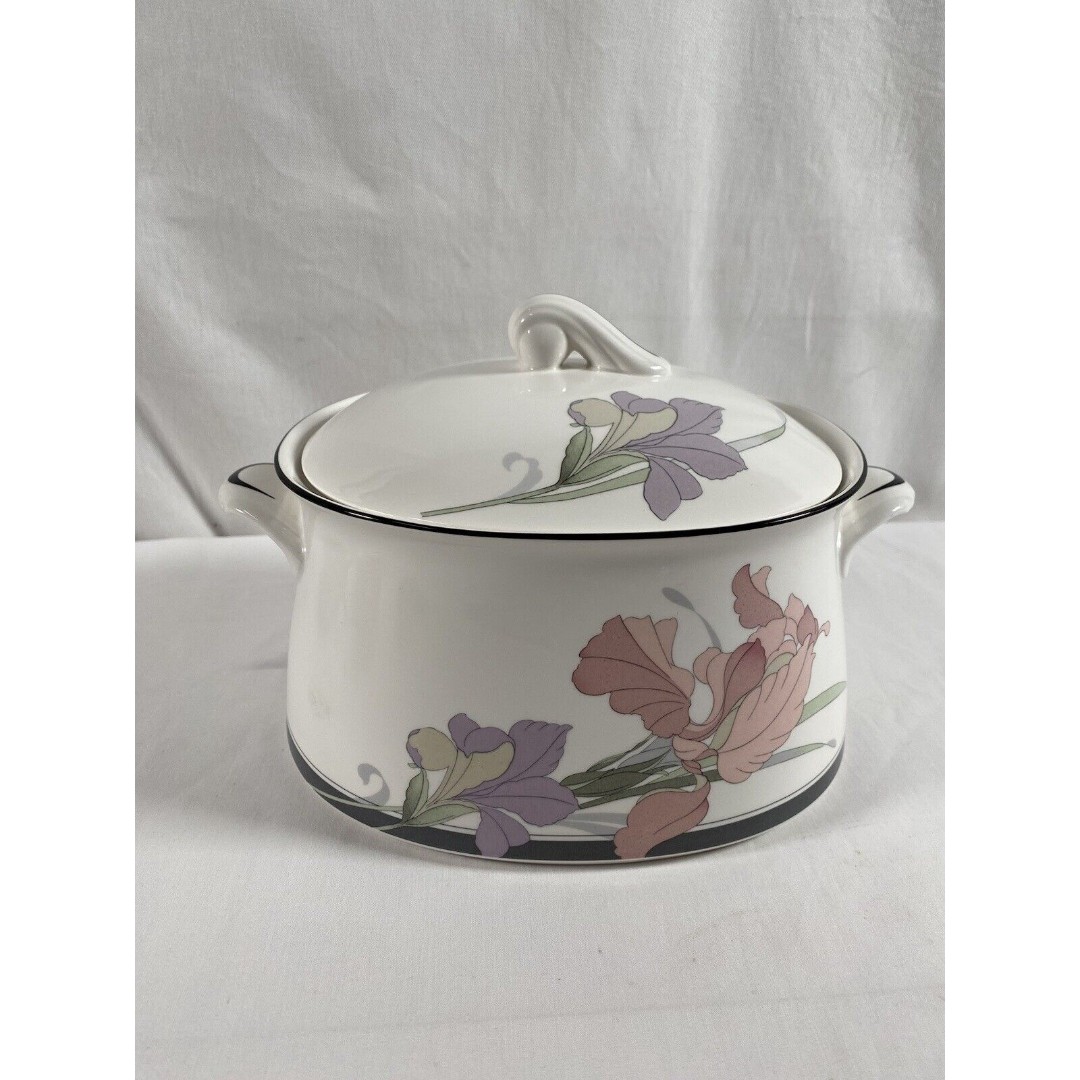 Noritake Cafe Du Soir New Decade Covered Oval Vegetable Serving Bowl #6 READ