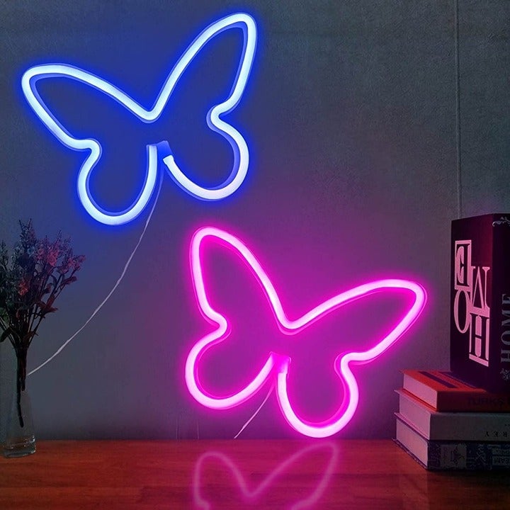 2 Pcs Butterfly Neon Signs for Bedroom,Decorative Neon Light Signs for Wall