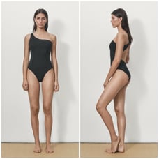NWT Massimo Dutti Black One Piece Open Back Swimsuit Size Small
