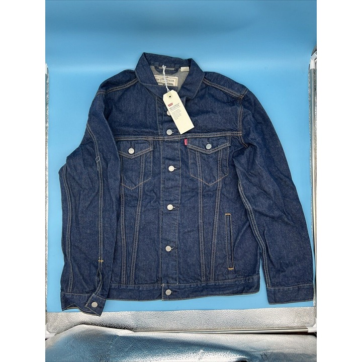 LEVIS Big E Wellthread Collection Trucker Jean Jacket Indigo Rinse Hemp Blue Lg
