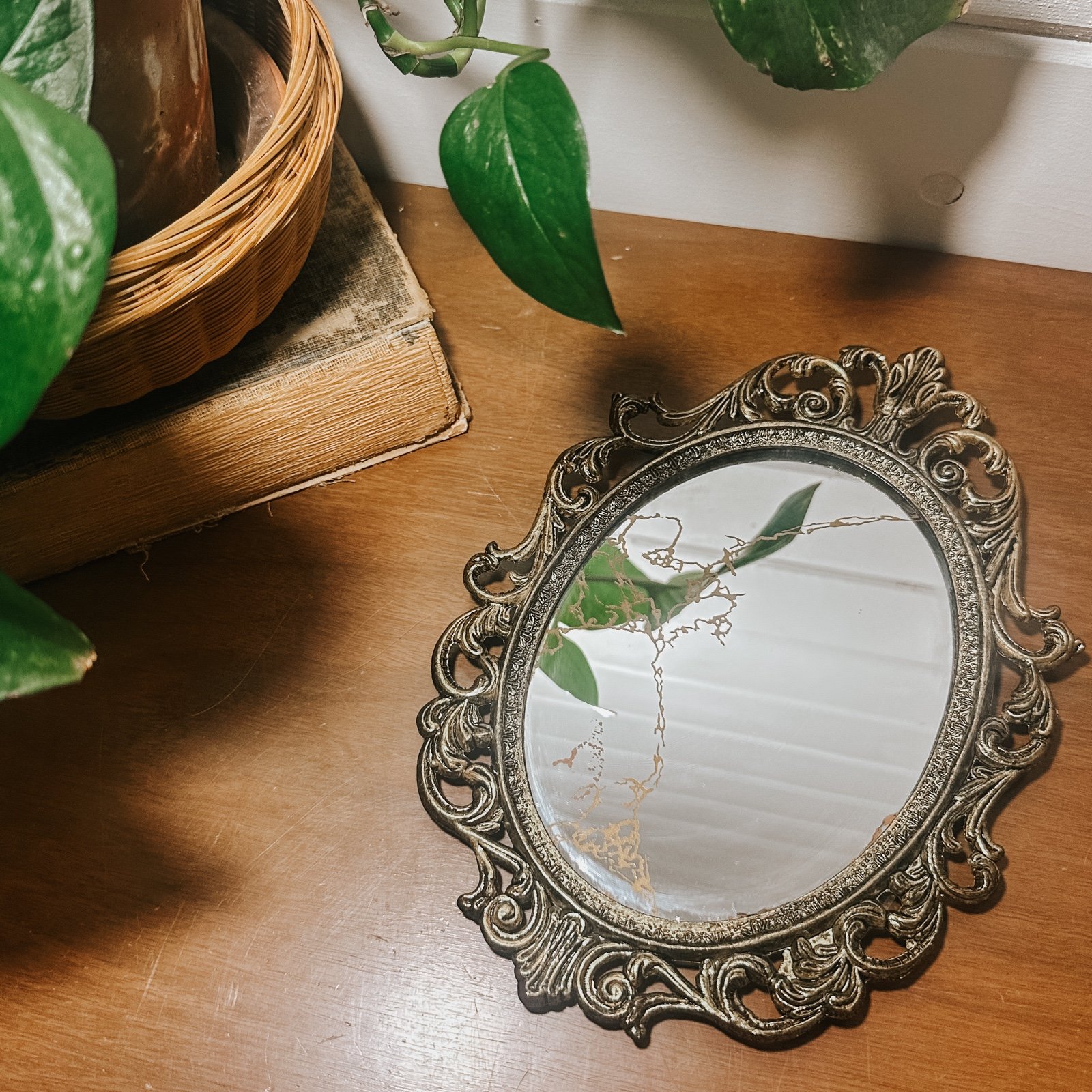 Vintage Ornate Brass Oval Mirror | Victorion Wall Mirror | Gallery Wall